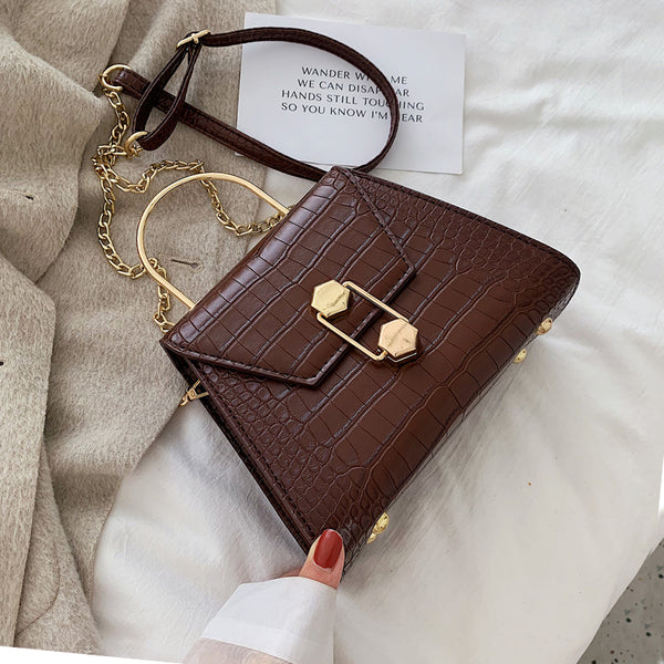 Stone Pattern Pu Leather Crossbody Bags For Women 2020 Small Totes With Metal Handle Lady Shoulder Bag Handbags