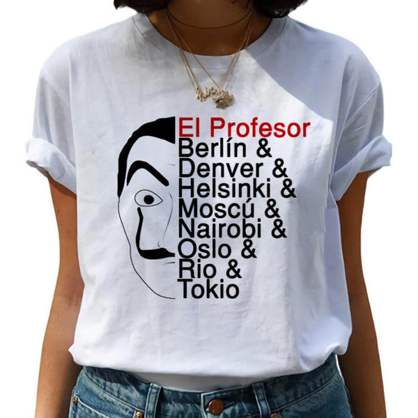 New Money Heist Harajuku T Shirts Women La Casa De Papel Hip Hop T-shirts Fashion House of Paper Tshirt Fashion Top Tees Female