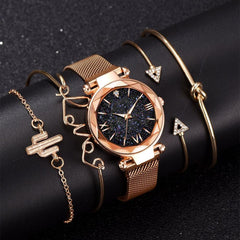 5pcs Set Luxury Women Watches Magnetic Starry Sky Female Clock Quartz Wristwatch Fashion Ladies Wrist Watch relogio feminino