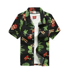 2020 Fashion Mens Short Sleeve Hawaiian Shirt Fast drying Plus Size Asian Size M-5XL Summer Casual Floral Beach Shirts For Men